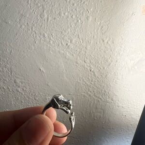 Unique Vintage sterling Silver Dog wrap Open Ring.